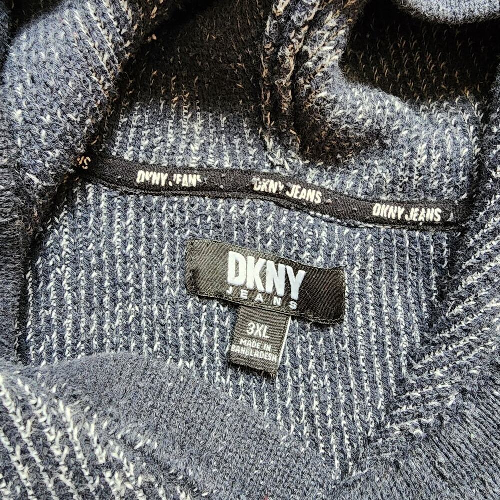 DKNY Jeans Hooded Sweater Mens Size 3XL Dark Blue Knit Pullover Heavy Warm - Picture 6 of 12